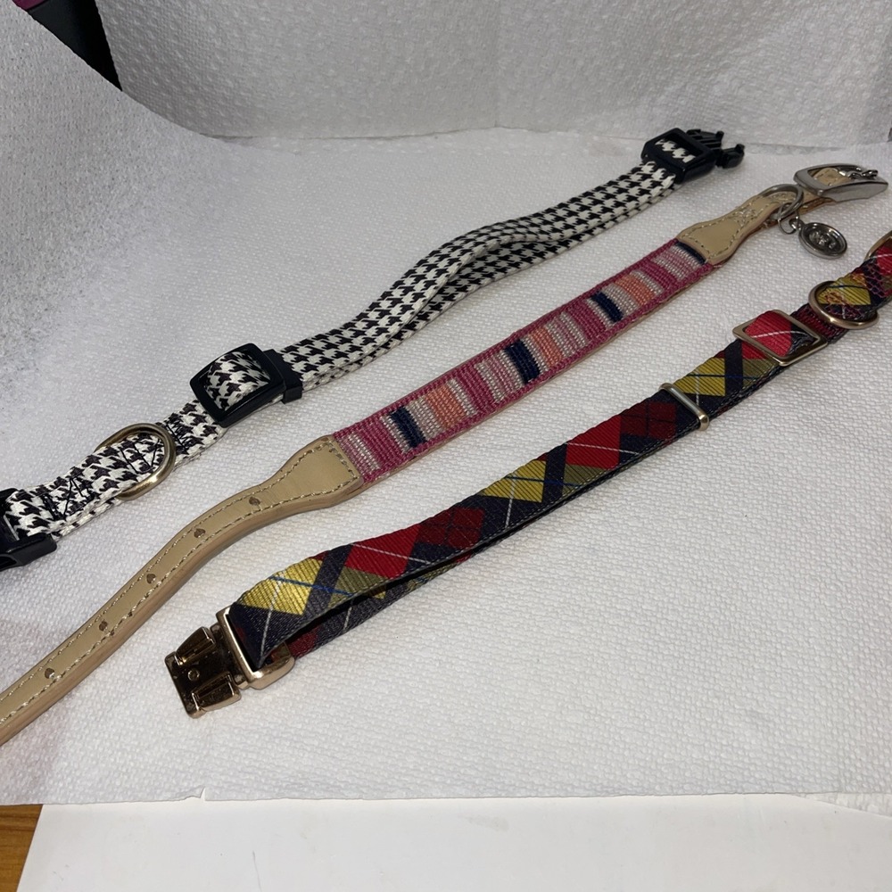 Dog Collars Set Of 3 For Size Small To Medium Adjustable 12"-20" Never Used - Picture 2 of 14